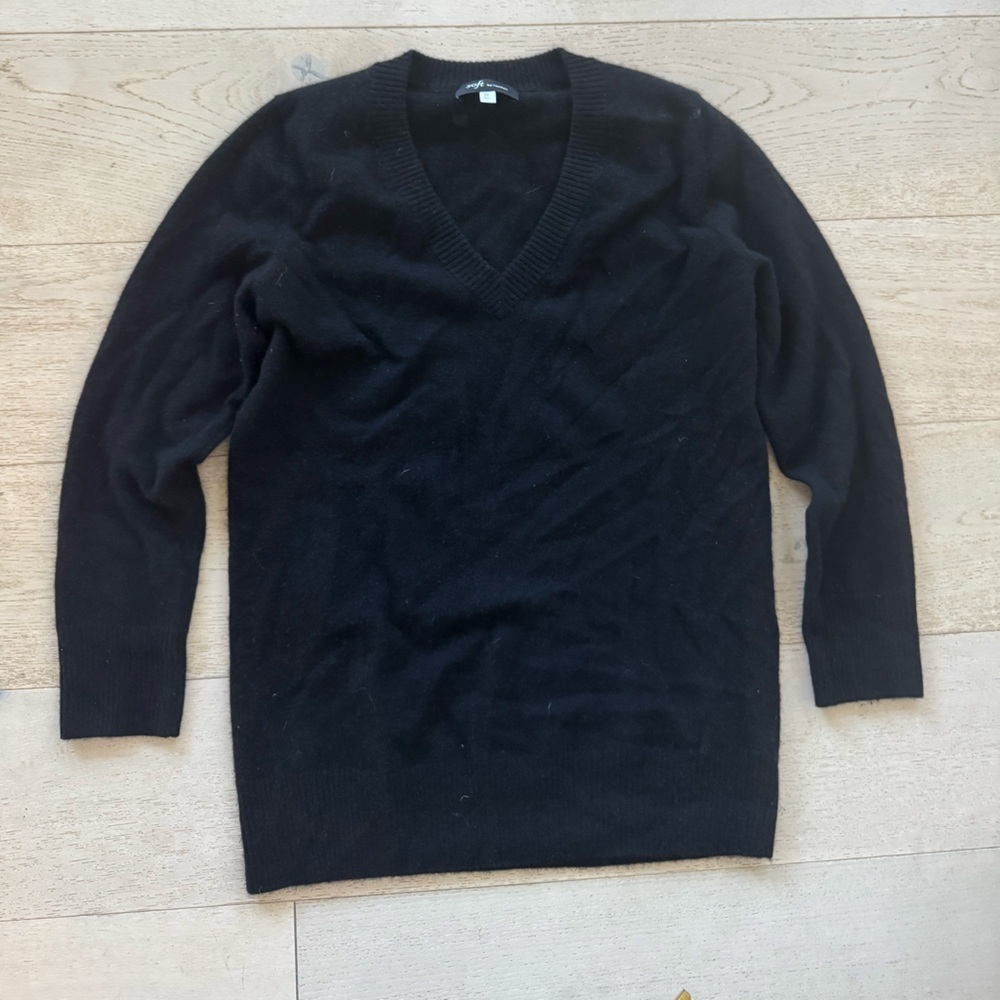 SOFT BY NAADAM Cashmere V-neck tunic Sweater Womens XS black